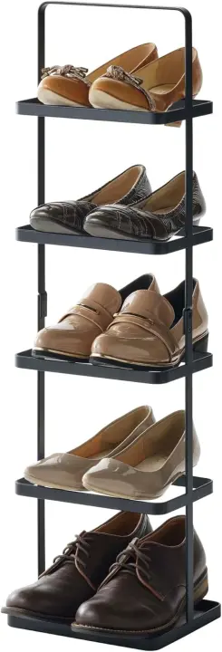 Zapato Torre Minimalista de Acero Aleado Apilable, Ahorro de Espacio, Diseño Moderno, Duradero y Fácil de Limpiar Negro/Blanco - 1