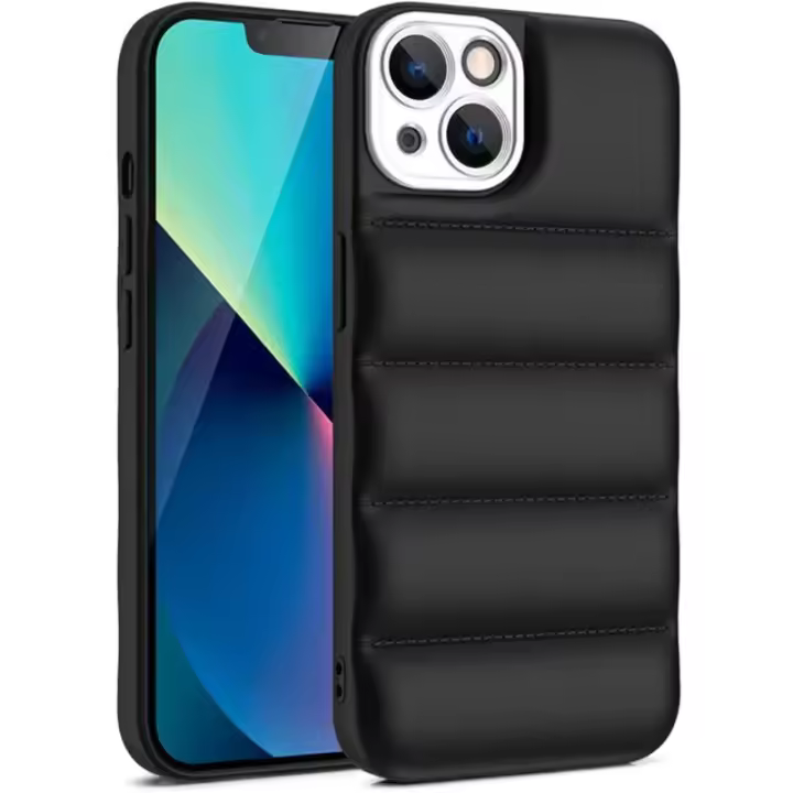 Funda de lujo para teléfono con chaqueta de plumón para iPhone 15 14 13 12 11 Pro XS Max XS XR 7 8 Plus, funda acolchada de silicona suave a prueba de golpes - 1