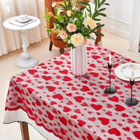 Romántico Mantel de Encaje para Cena de San Valentín Diseño Rectangular con Bandera de Mesa Roja - details 0
