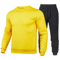 Traje deportivo informal de dos piezas para hombre y mujer, sudadera con cuello redondo, pantalones de otoño, Color sólido - details 5