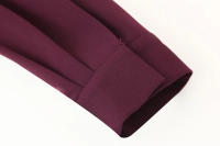 TRAFZA-Conjuntos de ropa de calle para mujer, color rojo vino, cuello redondo, bolsillos con cremallera y pantalones sueltos de cintura alta, trajes de manga larga a la moda para primavera - details 14
