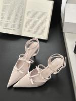Sandalias Platas de Tacón Alto para Mujer Punta Afilada Francesa Diseño de Bolsa de lazo Viento de Cabeza Moda de Alta Noche - details 22