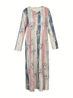 Vestido Casual de Manga Larga con Estampado Floral de Parche Moda Otoño 2024 para Mujeres - details 3