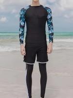Traje De Baño Para Hombres, Ajustado Y De Secado Rápido, Traje De Buceo De Manga Larga + Pantalones Cortos Activos + Leggings - details 1