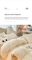 Juegos de cama a rayas de terciopelo de leche, ropa de cama gruesa, funda de edredón, Sábana, funda de almohada, decoración de dormitorio, cálido, invierno, cuatro piezas - details 5