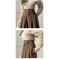Faldas elegantes de lana sintética para mujer, falda informal holgada de cintura alta con bolsillos para oficina, Otoño e Invierno - details 18
