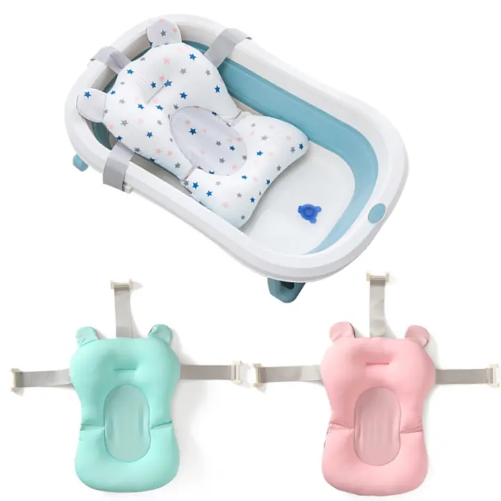 Asiento de baño para Bebé, alfabrilla de Apoyo plegable para bañera de Bebe, almohadilla y Silla para bañera de nuevo Nacido, almohada antideslizante para Bebé, cojín suave y Cómodo para el cuerpo - 1