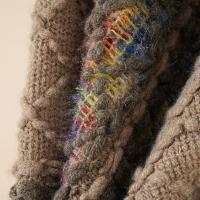 Poncho mongol con borlas de rayas rómbicas, chal de punto de estilo étnico, capa de punto, capa de Cachemira de imitación, capa superpuesta, Invierno - details 0