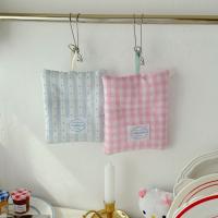 Mantel Individual de tela, posavasos de lunares de estilo Ins, posavasos cuadrados portátiles con patrón de rejilla, posavasos suaves para colgar bebidas, Decoración de mesa de cocina - details 9