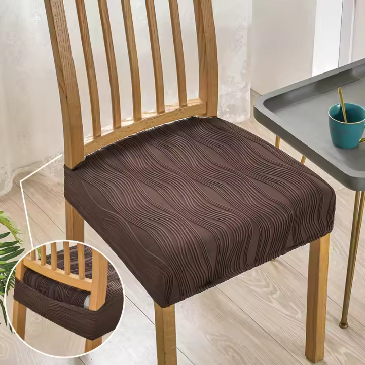 Funda gruesa de tela para silla de comedor, fundas de asiento elásticas lavables para cocina, comedor, funda protectora para asiento de salón, 1 ud. - 1