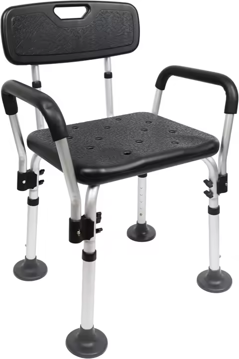 Silla Ducha Personas Mayores con Asas, Taburete Baño Ancianos Regulable, Antideslizante, Blanca, Montaje sin Herramientas - 1