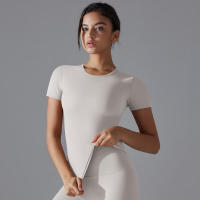 Top deportivo de manga para mujer, ropa de fiestas, corto y Fitness, camisetas de entrenamiento para gimnasio, Top de Yoga Sexy - details 7