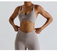 Conjunto de Yoga para Mujeres 2 Piezas Traje de Gimnasio con Sujetador Deportivo Almohadillado Top Corto Leggings de Cintura Alta Sensación Desnuda Material Exterior de Nylon - details 12