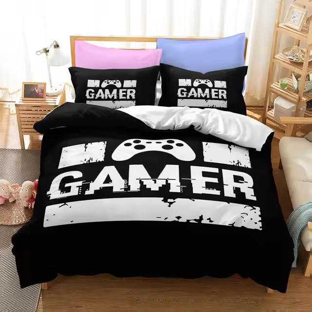Funda de edredón 3d, juego de cama Digital para jugadores con fundas de almohada, funda de edredón para videojuegos Twin 2/3 Uds., tamaño completo Queen King - 1