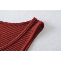 Vestido de Verano Elegante Estilo Europeo Americano Cuello Redondo Falda Elástica de Punto - details 8