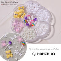 1 caja de accesorios para manicura, cuentas de oso y diamantes de imitación, mezcla de 7 cuadrículas, cristales para manicura, 3D - details 4