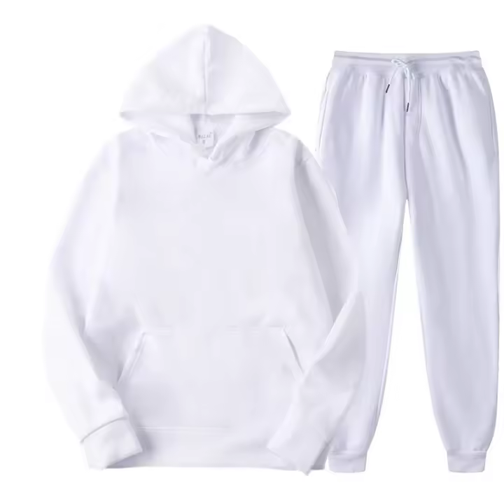 Sudadera con capucha de manga larga de lana informal para mujer, ropa deportiva de invierno, 2 piezas - 1