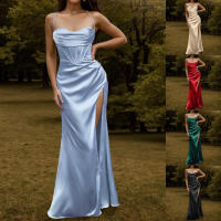 Vestido de corsé de satén con tirantes finos para mujer, vestido de noche, vestido de pescado, Vestido de realce - details 0