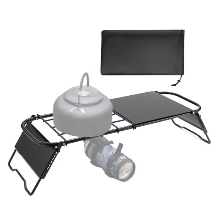 Mini mesa plegable para barbacoas de camping, mesa de café plegable de metal de altura regulable, equipo de cocina de camping - 1
