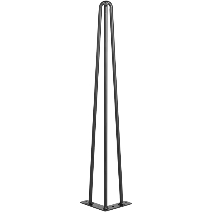 SucceBuy Juego de patas de mesa con horquilla de 4, patas de escritorio de acero al carbono negro de 3 varillas para banco, comedor, patas de muebles de bricolaje de alta resistencia - 1