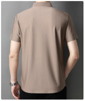 25 Nuevo verano Anti arrugas Casual Polo Business Camisa de manga corta a rayas verticales para hombres - details 9