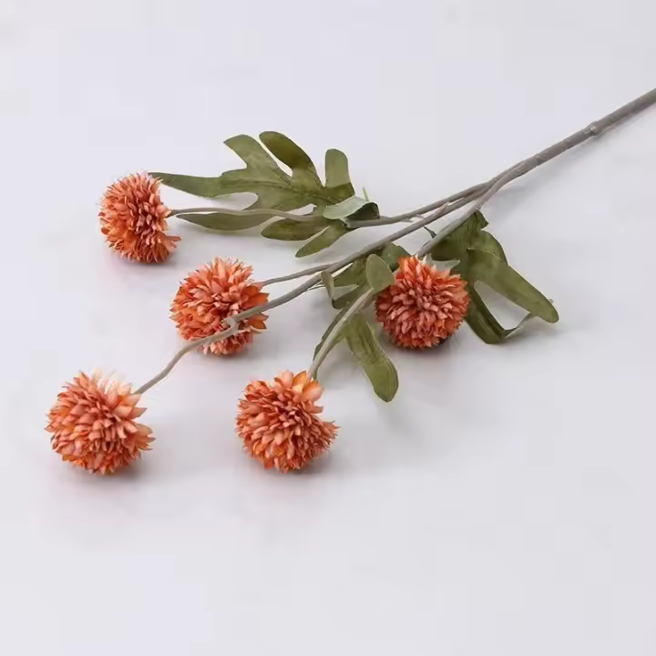 Ramo de Flores Artificiales de Seda Bola de Girasol de 5 Cabezas para Decoración de Boda y Jardín - 1