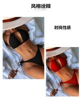 Estilo Bikini Ins Sexy Traje de baño de dos piezas Halter Correa de lazo Spicy Girl Sin espalda Cruzado - details 1