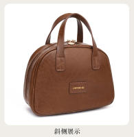 Bolsa de maquillaje Vintage de cuero encerado para mujer, gran capacidad, moderna, de alta gama, bolsa de almacenamiento portátil para el cuidado de la piel, novedad de 2025 - details 34