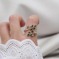 Anillo de Envoltura Elegante Zirconia Inlaid con Patrón de Hoja de Esmeralda - details 1