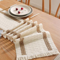 Mantel de Algodón y Lino Tejido con Borlas Estilo Rústico Natural para Comedor o Mesa de Centro - details 4
