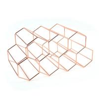 Estante de vino de panal de Metal, soporte de botella de vino Negro de Oro Rosa, estante de almacenamiento hexagonal, exposición de champán, decoración del Hogar - details 10