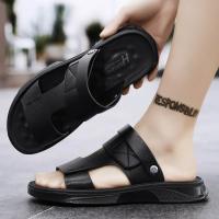 2025 nuevas sandalias de piel de vaca de primera capa zapatos de playa de cuero transpirable para hombres casual suela suave de mediana edad y ancianos papá zapatos de los hombres. - details 21