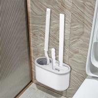 Juego de cepillo de limpieza de inodoro doméstico con base para wc montado en la pared cepillo de cerdas duras montado en la pared - details 0