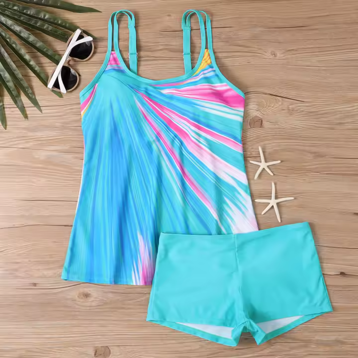 Nuevo traje de baño para mujer, traje de baño tipo bóxer de talla grande, traje de baño bikini dividido - 1
