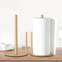 Portarrollos de cocina dorado, soporte de toalla de papel de acero inoxidable de primera calidad para organizar rollos de cocina, dispensador de rollos de encimera con Base ponderada - details 0