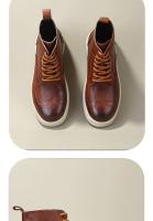 Versión coreana de zapatos de cuero genuino para hombre de caña alta con grabados de estilo británico - details 4