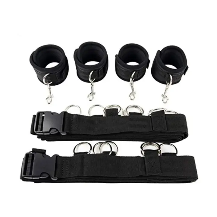 Conjunto de restricción BDSM Bondage esposas y tobilleras esclavo en la cama pierna abierta coqueteo juguetes sexuales para mujeres parejas erótico sin vibrador - 1