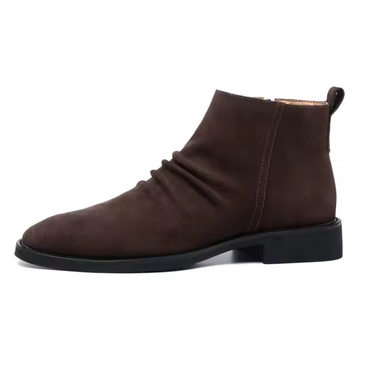 37-44 Botas Chelsea grandes con cremallera plegable de cuero genuino para hombres y mujeres 19128 - 1