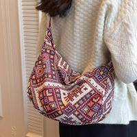 Bolso de hombro de lona de viento étnico para mujer, bolso de mensajero pequeño, bolsos de mano simples con cremallera, bolso de playa informal, nueva tendencia, 2024 - details 17
