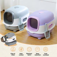 Caja de Arena Plegable Grande con Tapa, cajón y Pala para Gatos, Diseño de Diamante, Fácil de usar - details 10