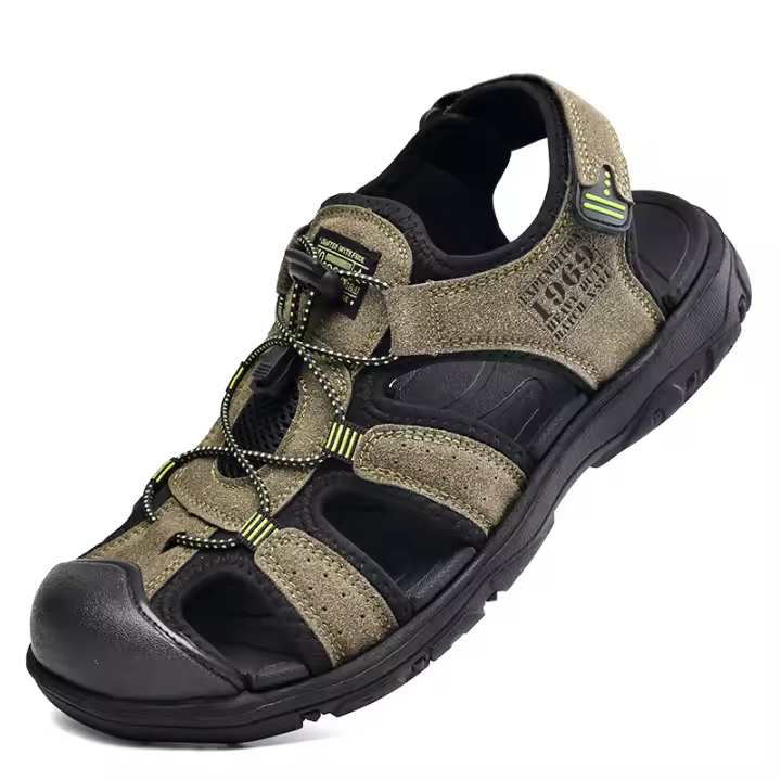 Sandalias de cuero de verano para hombre, zapatos de playa transpirables, cómodas sandalias suaves para caminar y senderismo, sandalias atléticas antideslizantes para exteriores - 1