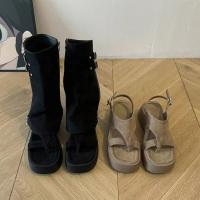 Botas extraíbles de dos usos, botas altas de mujer con punta cuadrada francesa, hebilla de cinturón, pantalones, botas delgadas retro, botas largas y frescas. - details 17
