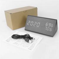 Reloj despertador de madera con pantalla LED de tiempo, cargador USB, detección de humedad y temperatura, despertador Digital para mesita de noche - details 8