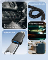-adaptador AUX para coche, receptor de Audio con Bluetooth 5,4, AUX a USB, compatible con Reproducción USB, con micrófono, para viajes, autoconducción - details 1