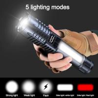 Linterna Led recargable de alta potencia linterna Led muy fuerte con antorcha de luz lateral para acampar al aire libre senderismo - details 2