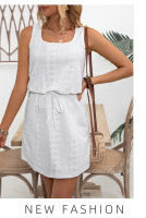 Vestido sin mangas de jacquard de punto hueco con cuello en U para mujer - details 8