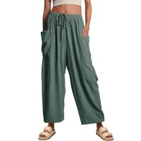 Pantalones de cintura Stch de lino para mujer, pantalones casuales de verano - details 4