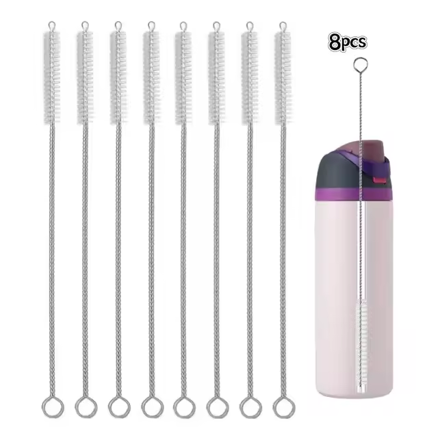 Set de 8 Cepillos de Paja Largos Ideal para Botellas de Agua, Tazas de Paja, Tubos, Alimentadores de Pájarros Equipo de Limpieza de Lavandería - 1