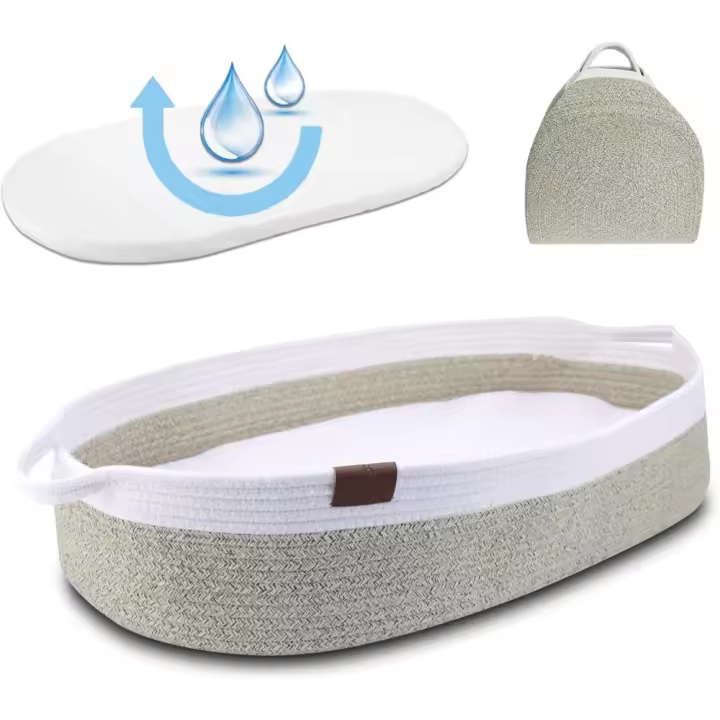 Cesta Cambiador de Bebé Portátil, Canasta para mujer, Recién Nacido, Cambiador de Mesa Impermeable, Funda Extraíble Suave con Cr - 1