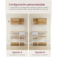 Estantería de Cocina con Multienchufe, Armario de Cocina con Estantes Ajustables, Cajón de Tela, 12 Ganchos, 40 x 100 x 180,4 cm, Estante de Microondas, Marrón Rústico y Negro - details 13